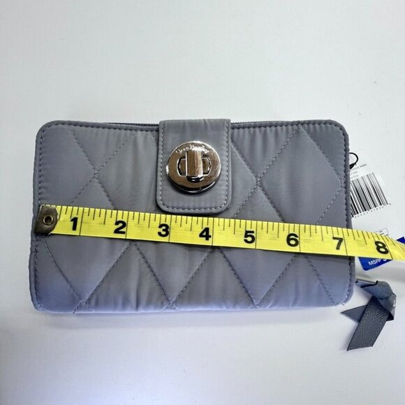 Vera Bradley Women's Performance Nylon Turnlock Wallet  in Gray RFID Protection - Picture 8 of 10